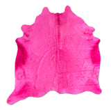 dyed pink cowhide rug