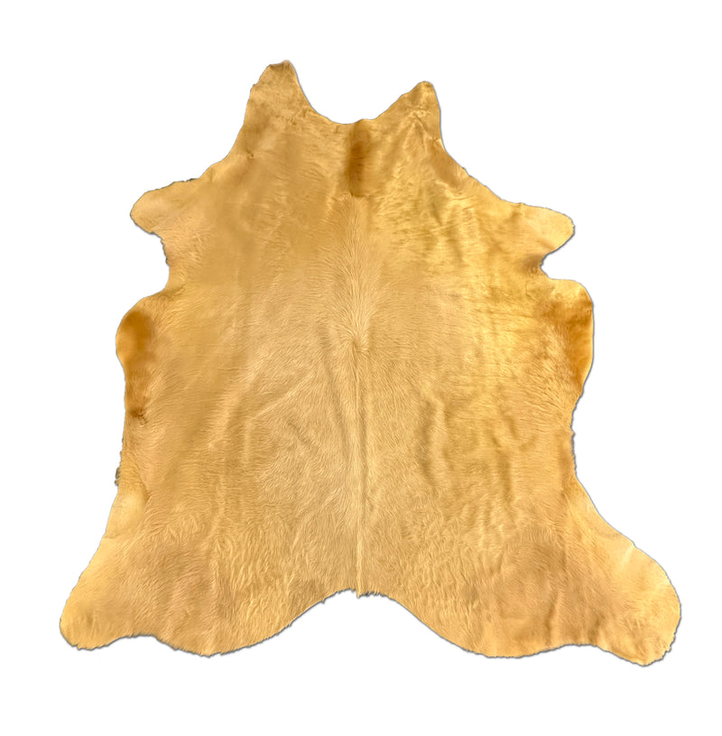 dyed yellow cowhide rug