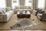 authentic zebra rug in a living room
