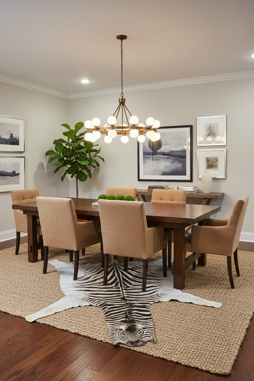 real zebra rug under a table
