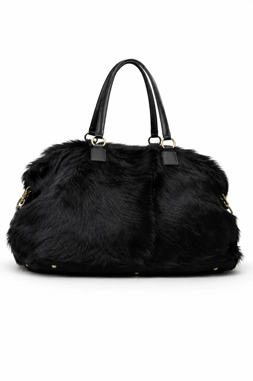 black cowhide duffle bag