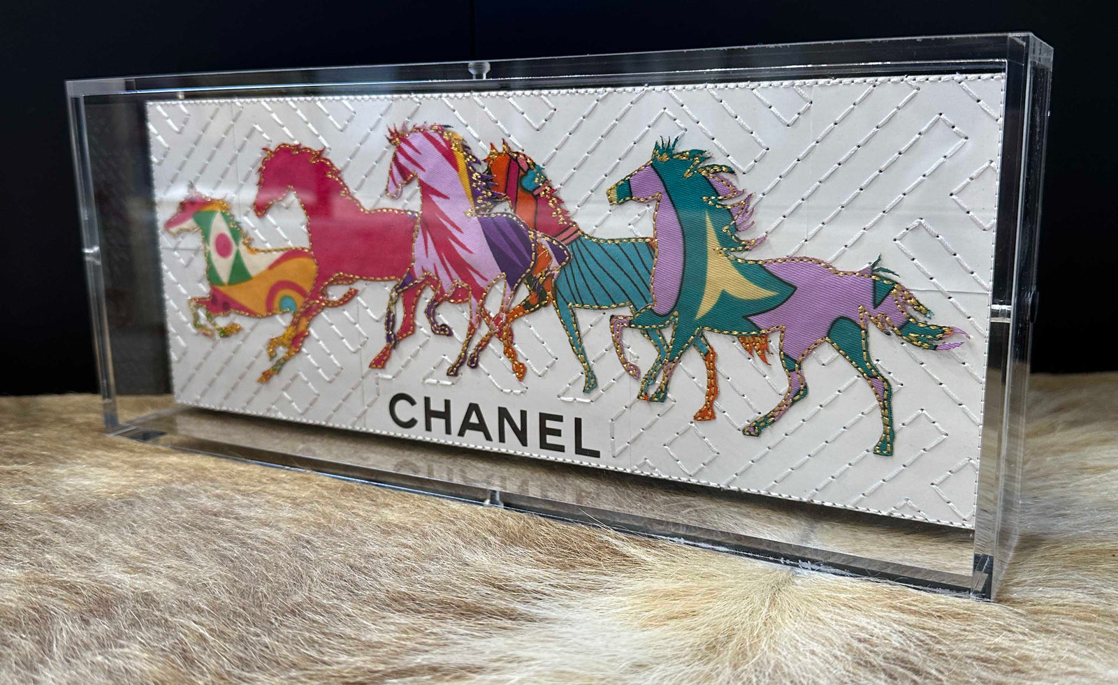 マ*。様 CHANEL スカーフ ハートデザイン シャネル CHANEL スカーフ NB733 リボン ハート シルク 黒 90cm