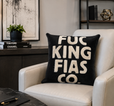 Cowhide typography Pillow on chair