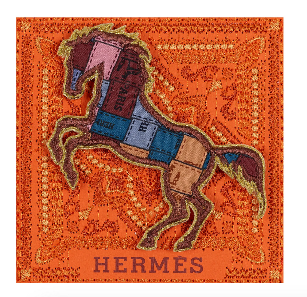 HERMES エルメス ステファンウィルソン Stephen Wilson Art - Painted Bronco On Hermes - Up-Cycled Luxury
