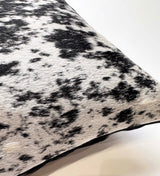 Close-up of natural salt and pepper cowhide showing black and white markings