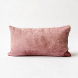 Enchant pink cowhide lumbar pillow in 12 x 24 size