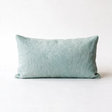Sea Glass blue cowhide lumbar pillow in 12 x 24 size