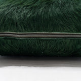 Shamrock green cowhide pillow detail with hidden zipper closure
