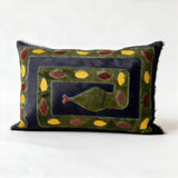 One-of-a-kind snake stitched cowhide pillow handcrafted in Brazil