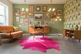 pink cowhide in retro living room