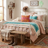typography pillow - pink cowhide in bedroom