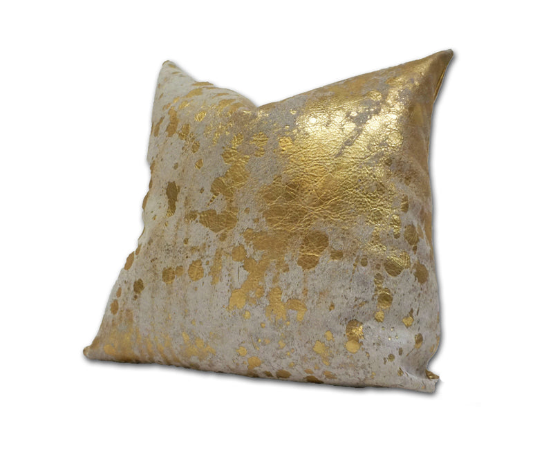metallic gold cowhide pillow