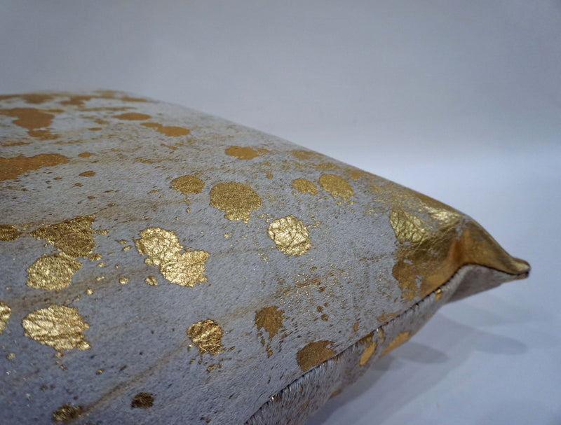 metallic gold cowhide pillow
