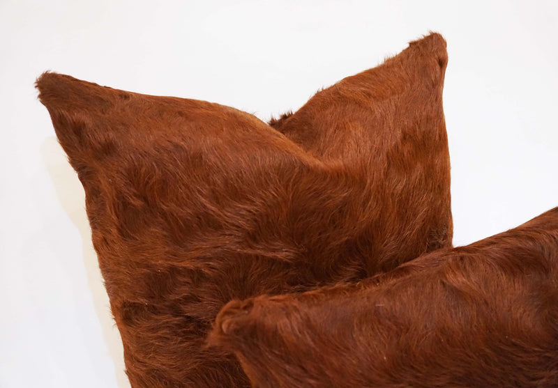 brown cowhide pillow