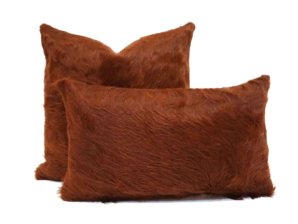 brown cowhide pillow