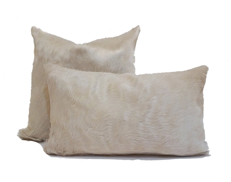 white cowhide pillow