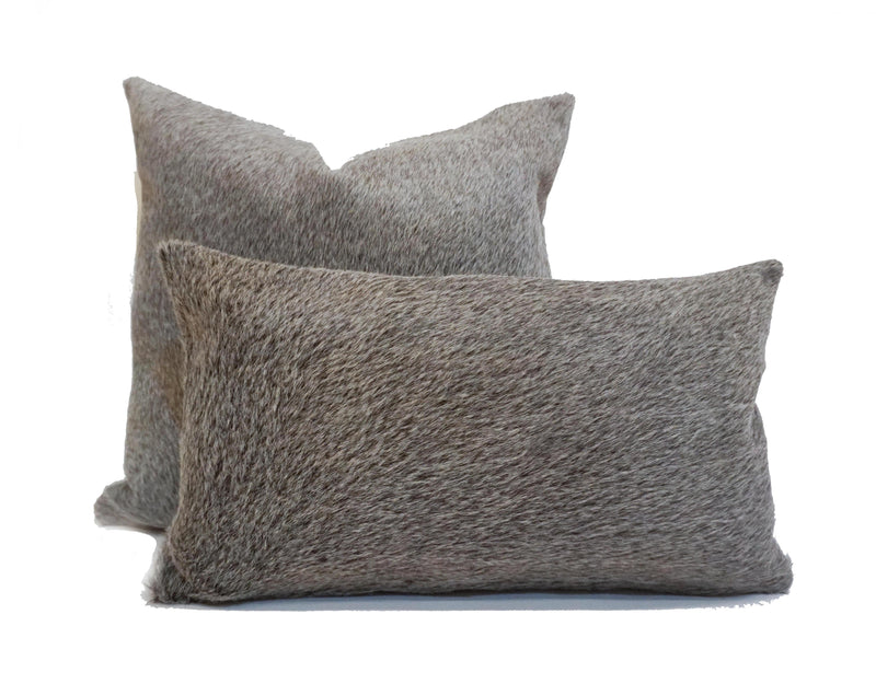 gray cowhide pillow