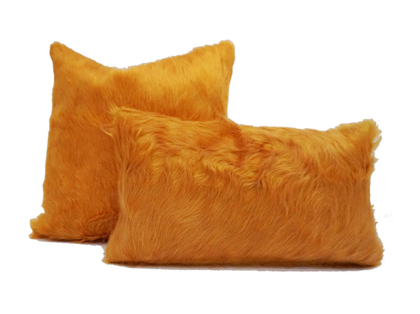 yellow cowhide pillow