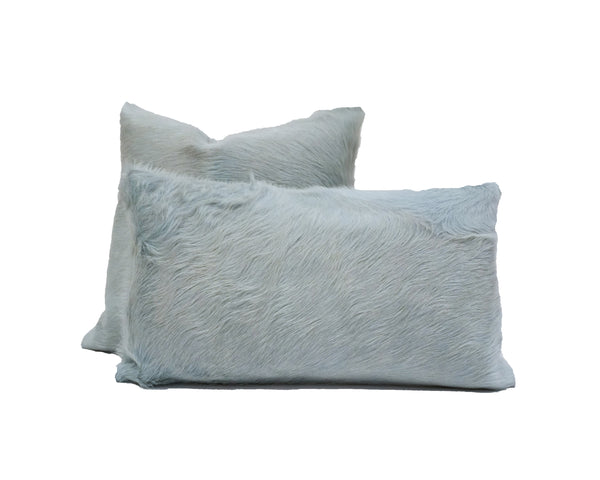 blue cowhide pillow