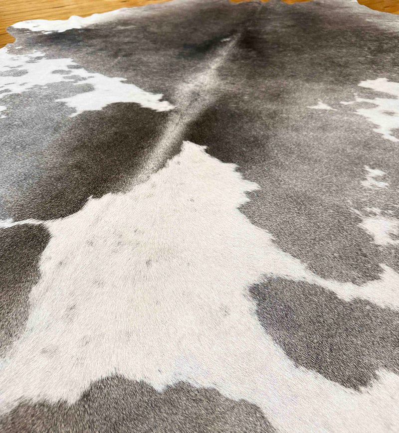 gray white cowhide rug