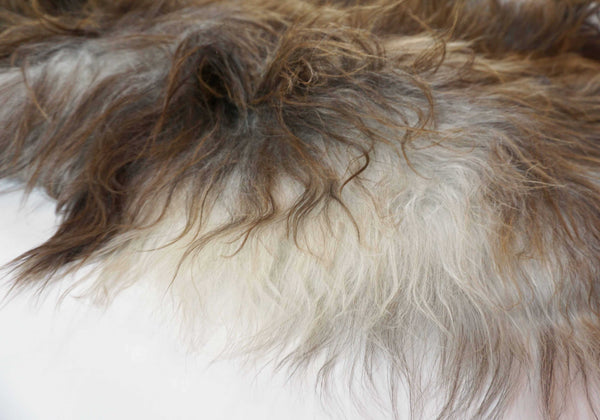gray brown sheepskin rug
