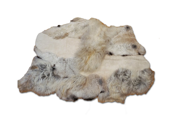 brown white sheepskin rug