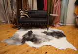 gray white sheepskin rug