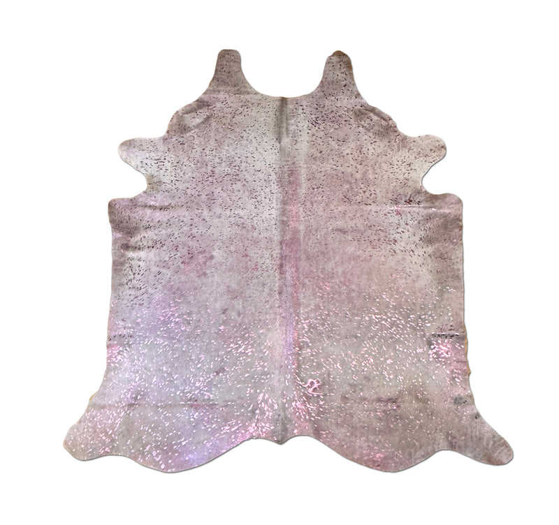 metallic pink cowhide rug