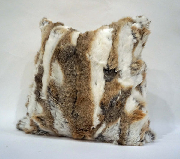 brown rabbit fur pillow