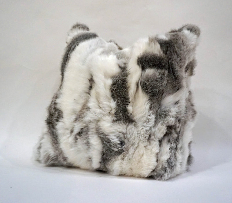 gray rabbit fur pillow