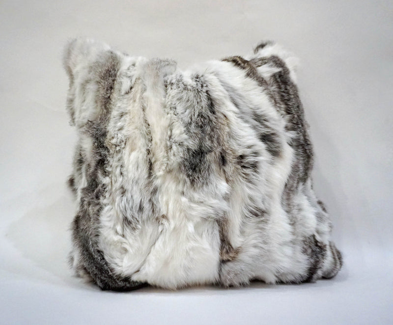 gray rabbit fur pillow