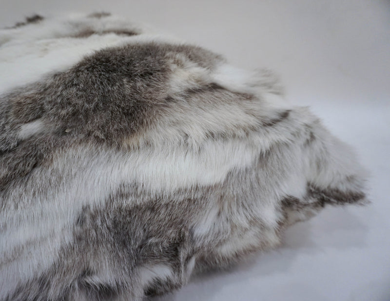 gray rabbit fur pillow