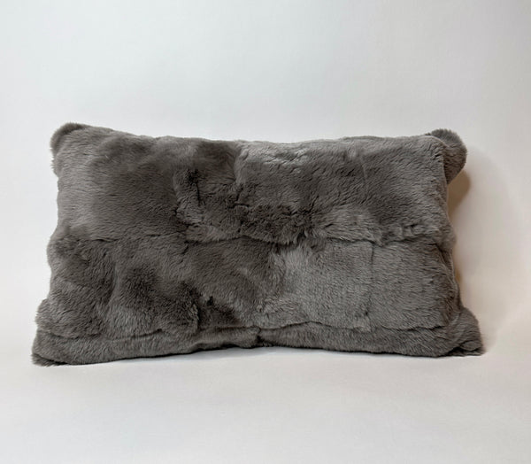 gray rabbit fur pillow