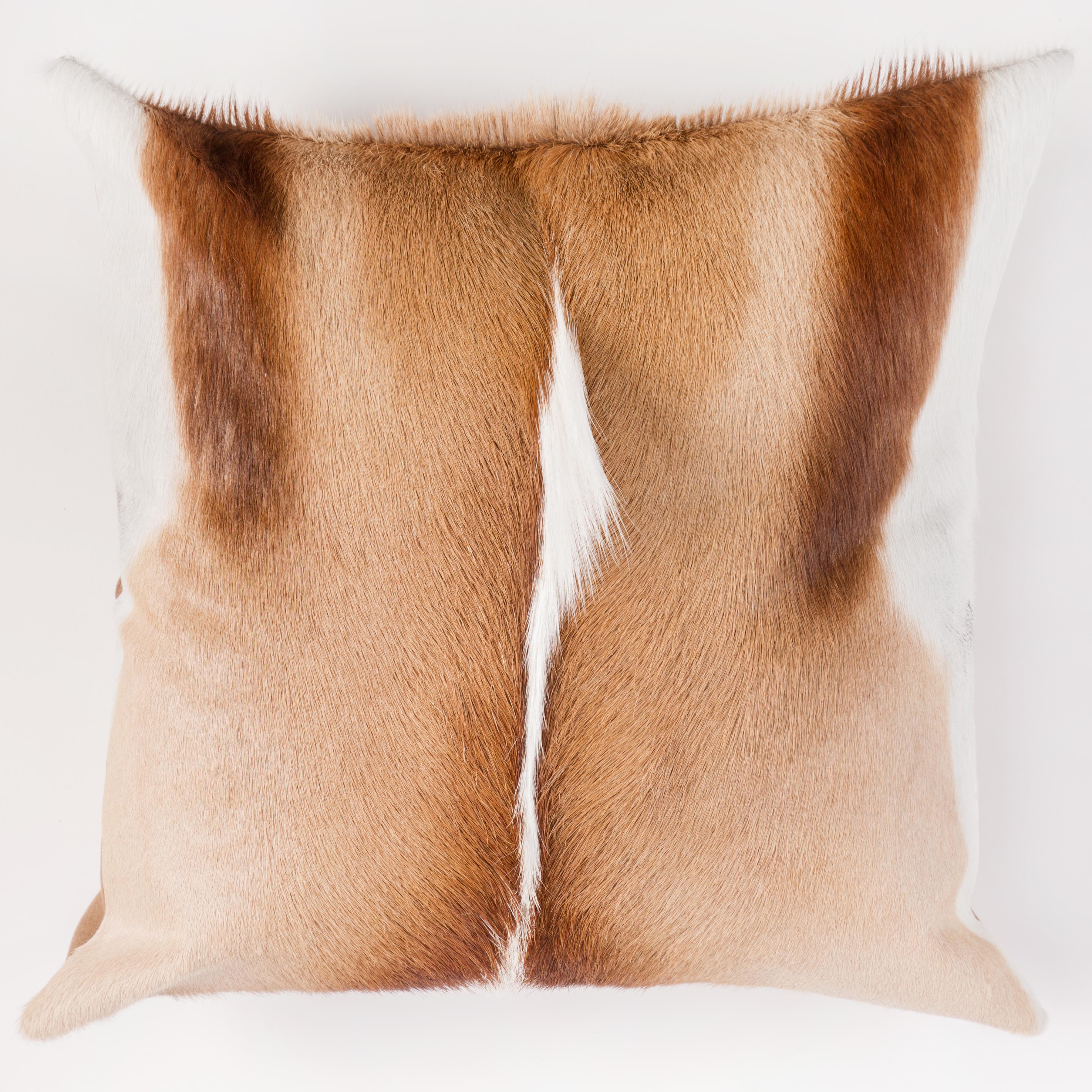 African Springbok Square Fur Throw Accent Pillow - Exotic Pillow – Furug