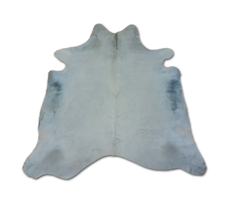 dyed light blue cowhide rug