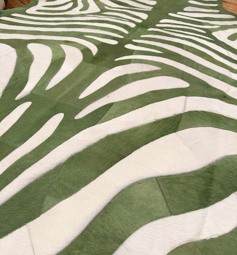 Zebra Print Rug Green