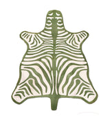 green stitched zebra cowhide rug